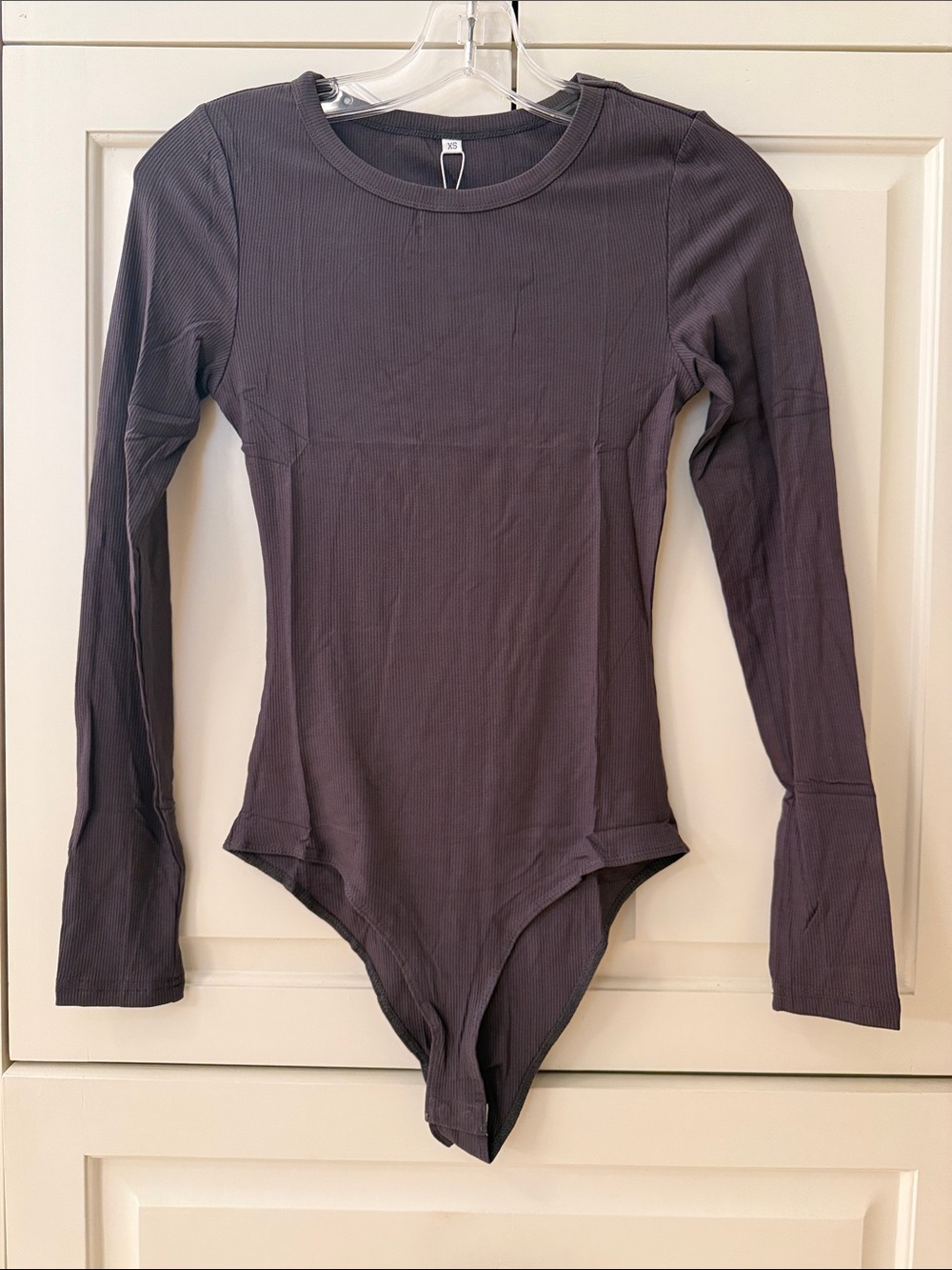 Long Sleeve One-Piece Bodysuit - Charcoal Gray